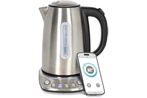 Nedis SmartLife czajnik elektryczny Wi-Fi - 1,7 l - stal szlachetna - 70,80,90,100° C - wskaźnik temperatury obracany o 360 stopni, ukryty element grzejny, Strix Controller - Android™ / iOS