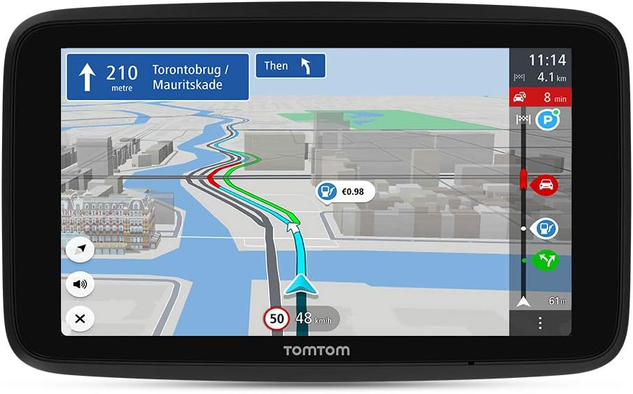 TomTom GPS para coche GO Discover, 6 pulgadas, con tráfico y radares, mapas del mundo, actualizaciones rápidas via WiFi, disponibilidad de parking, precios de combustible, soporte Click-Drive