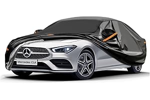 GUNHYI Funda de Coche Exterior Impermeable Transpirable, Anti-UV Antipolvo de 7 Capas con Cremallera y Forro de Algodón, para Sedán CLA, Civic, Mazda 3, Ford Focus,Corolla, 3 Serie etc (450 a 470 cm)