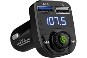 LAWA Car Charger, Bluetooth FM Transmitter, Wireless Radio Adapter for Music Player, Hands-Free Calling Car Phone Kit for iPhone,Samsung Galaxy,Smartphones