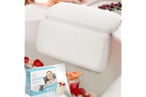 HOUT® Bath Pillow Waterproof for Head and Neck with 7 Non-Slip Suction Cups | Spa&Bath Accessories | Luxury Bath Cushion For Bathtub and Spa
