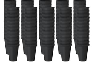 TEKHOME BICCHIERI PLASTICA MONOUSO COLORATI PER FESTE, COMPLEANNI, MATRIMONI, DRINK,RISTORANTI (50/100/150/200/250/300/350/400/450/500) (NERO, 250)