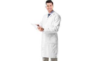 AIESI® Camice per Medico Laboratorio da Uomo Bianco in Cotone 100% sanforizzato
