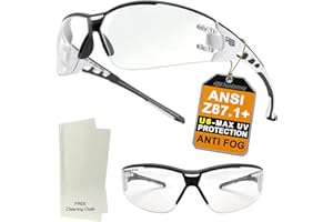 HTS HUNTERSKY Super Flexible Lightweight Anti Fog Wrap-Around U6 Clear Shooting Safety Glasses with ANSI Z87.1 Scratch Resist Pickleball