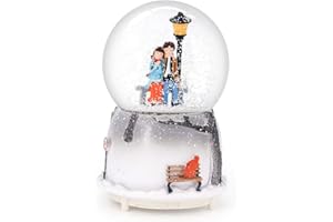 SURPRIZON Personalized Snow Globe Musical Box with Colorful Changing LED Lights, Home Décor Christmas Brithday (Romantic 2)