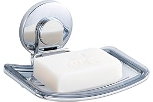 TAILI Chrome Soap Dish for Shower, Max Hold 5 KG Suction Soap Holder for Bathroom, Bathtub, Wall Mounted, Waterproof, Drill-Free, Removable Metal Shower Organizer, Stainless Steel Sponge Sink Holder