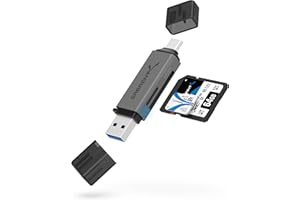 SABRENT Lector de Tarjetas SD/Micro SD USB-C Dual Alta Velocidad USB 3.0 Adaptador Tarjeta de Memoria Micro SD OTG para iPhone 15 Pro MacBook Pro, MacBook, iMac, Samsung S22, SDXC/SDHC/MMC [CR-BCA2]