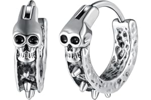 Yumilok Boucles d'oreilles Vintage en Acier Inoxydable pour Hommes Bagues d'oreilles Crâne Vintage Bijoux Fantaisie Créoles de Décoration Halloween à la Mode