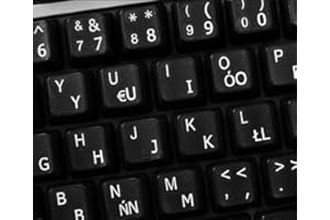 Qwerty Keys Polnische Programmierer transparente Tastaturaufkleber mit Weißer Buchstaben - Geeignet für Jede Tastatur