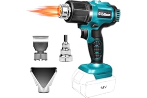 EDTRAN Pistolet thermique sans fil compatible avec batterie Makita 18 V LXT, 3 buses, réglage à 2 niveaux max 500 °C pour travaux manuels, tube rétractable, résine et décoration (bataille non incluse)