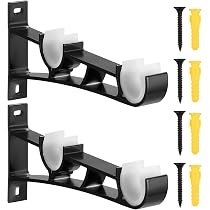Set Di 3 Staffe Per Doppia Tenda In Lega Di Alluminio Nera, Supporti Per Aste Fino A 2,5 Cm, Regolabili E Robuste Per Soggiorno E Camera Da Letto - 2