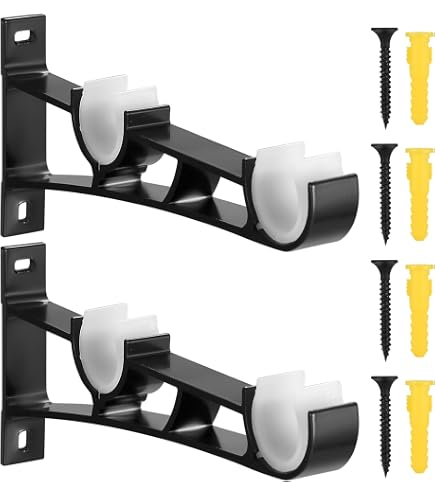 Lot De 2 Supports Tringle à Rideau Métal 20-22 Mm - Parpyon® Ouvert, Zamak Italien Résistant, Fixation Murale Ou Plafond, Blanc/Noir/Chrome/Nickel