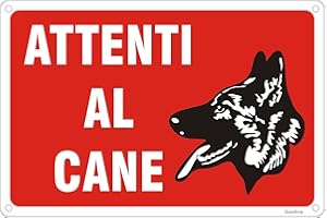 Goodvia Attenti al Cane Cartello Alluminio 20x30cm, Attenzione al Cane Cartelli in Metallo Riflettente, Targhetta Attenti al Cane Durevole, Impermeabili e Protezione UV Sono Adatti per Esterno