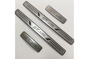 OBong 4 Pezzi Auto Acciaio Inox Battitacco Protezione Compatibile con per Ford ST Line 2012-2023 Benvenuto Pedaliera Decorativi Accessori,B