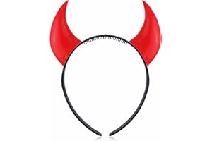 3HA HAHAHA Horns Headband Devil Horns Head Band Devil Ear Head Boppers Fancy Costume Cute Hair Hoop Band For Kids Girls Adults Halloween Dress Cosplay Accessories Party Favors Red And Black (1Pc)