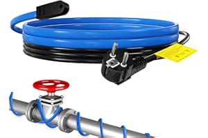 Sonnewelt Câble Chauffant Auto-régulant, Bleu, Câble avec Thermostat, Protection du Chauffage, Protection Contre le Gel, Tuyau de Drainage en Extérieur 204W 12m 17W/M