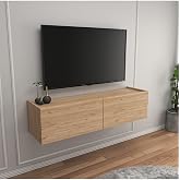 Egecan Mobilya Meşe 120 Cm Tv &Uuml;nitesi Tv Sehpası Duvar Rafı Kitaplık