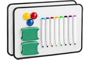 2 st dubbelsidiga A4 whiteboards – 30x21cm, med tillbehör | Torrbara magnetiska skrivtavlor – inklusive pennor, sudd och magneter, perfekta för hemmakontoret.
