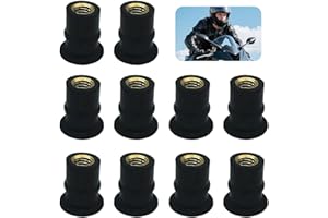 Nevoluxer 10x M4/M5 Perno del Parabrisas, Tuerca Parabrisas Motocicleta y Windshield Nuts Rubber with Brass Insert para ATV Motocicleta (M5)