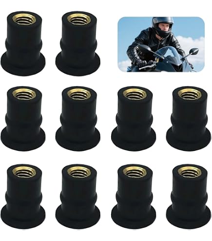 Motoforti Lot de 20 vis M6 convexes droites en caoutchouc noir pour