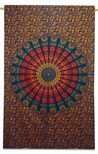 Blaue Mandala Tapestry Indian Cotton Tapestry Twin Größe Wandbehang Decor