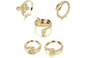 Dervivea Boho Serpiente En Capas Nudillo Anillos De Oro Apilable Serpiente Abierta Anillos Punk Serpiente Dedo Anillos De Serpiente Multi Conjunto De Joyas Para Mujeres Y Niñas 5pcs