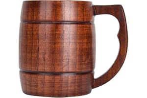 BANAPOY Seacanl Tasses à Bière en Bois Naturel, Tasses à Boire écologiques Faites à La Main, Tasses à Café avec Poignées, Tasse de Rinçage Vintage, Accessoires de Barre Tasse