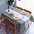 137*180cm Green Checkered PVC TableCloth Plaid Wipeable Tablecloth Rectangular,Elk Pattern Wipe Clean Tablecloth Stain Resistant,Waterproof,Oil-proof Gingham Table Cover for Picnic,Xmas Party,Dinner