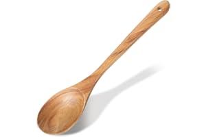 KALIONE Cucharas de madera grandes de 13 pulgadas, cuchara extra grande para cocinar, mezclar cucharas de servir, cucharas de madera, cucharas de cocina, utensilios de cocina de madera para cocinar, servir y