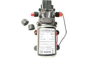 CYBERNOVA DC 24V 6-7L/MIN Intelligent Diaphragm Pump (with Pressure Switch) Silent Self-Priming Water Pump for Caravan/Boat/Garden/Gamper Cleaning/Spraying
