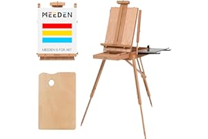 Meeden Large Wooden Easel, French Suitcase Easel, Sketch Box Easel, Art Easel with Drawer for Professionals, Artists and Painting on the go, Holds Canvas up to 86.4 cm