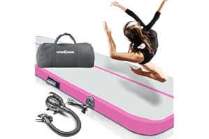 VENDOMNIA Airtrack Matte, 10/20cm hohe aufblasbare Gymnastikmatte in Länge 1/2/3/4/5/6/7/8 m, mit elektrischer Pumpe & Tasche, Tumbling Matte, Turnmatte, Trainingsmatte, Fitnessmatte, Sportmatte,Yoga