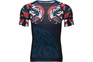 Hardcore Training Rash Guard Men's Chemise de Compression Homme Manches Courtes MMA BJJ Fitness Arts Martiaux No Gi Grappling Boxe