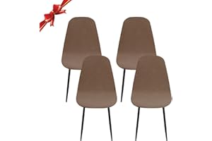 Jaotto Shell Chair Covers Set of 4,Stretch Shell Dining Chair Slipcovers,Diagonal Scandinavian Dining Chair Covers Washable Removable,Lounge Corner Chair Protector for Round Back Chair,Camel