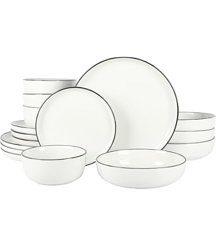 Tafelservies voor 6 personen porselein blauw en wit - 18-delig gemaakt in Italië