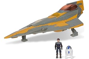 JAZWARES Star Wars Mikro Galaxy Squadron Anakin Skywalker's Jedi Starfighter - 5-calowy pojazd klasy Starfighter z dwoma 2-calowymi akcesoriami do mikrofigurek
