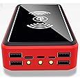 CDBK Solar Charger 100000mAh, Wireless Solar Power Bank with 4 USB Output 3 LED Flashlight and 10W Wireless charging, Waterproof External Battery Pack Solar Phone Charger for Camping Hiking Emergency
