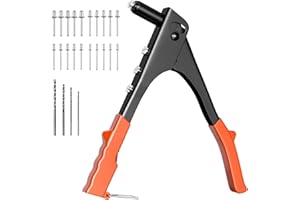 Ceisazira Juegos de Remachadora Manual, 4 Cabezas Intercambiables Pistola Remachadora, Remaches Herramientas, Remachado Alicates Profesional, Remachador Kit, Contiene 200 Piezas de Remaches y 4 Brocas
