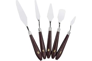 Natuce 5PCS Couteau à palette Peinture À L'huile en Acier Inoxydable, Palette Couteaux Set, Peinture Grattoir, Peinture Couteau Spatule Couteau Grattoir pour Artiste Peinture À L'huile Couleur Mixte