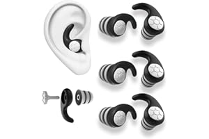 KKNE 3-Pares Tapones Oídos Ruido Dormir – Reutilizables, Lavables, Tapones Silicona Anti Ronquidos para Dormir, Cancelación de Ruido para Estudiar, Trabajar y Natación