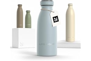 LARS NYSØM Gourde INOX 350ml | 0.35L Bouteille d’eau isolée | Gourde étanche pour Le Sport, la Bicyclette, Les Enfants (Sky Blue, 350ml)