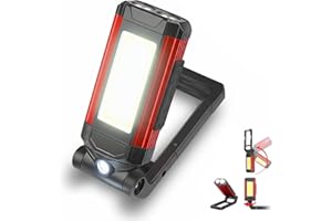 PROBUK LED Arbeitsleuchte mit Magnetfuß, Wiederaufladbare COB Werkstattlampe mit Rotem Notlicht, 7 Modi & Drehbarem Design, Wasserdichte Taschenlampe für Autoreparatur, Werkstatt und Camping