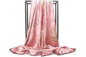 HUNKER Foulard en soie pour femme - Grand carré Satin 90 cm