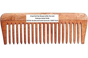 SVATV Ręcznie wykonany grzebień z drewna miodłowego do rozczesywania włosów, do grubych, kręconych i falistych włosów, antystatyczny i przyjazny dla środowiska, wyprodukowany w Indiach N-48