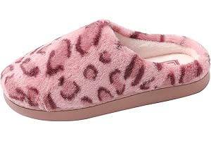 JOMIX Zapatillas Casa Mujer con Estampado de Leopardo Calientes Pantuflas Peluche Felpa Suave Cómoda Invierno