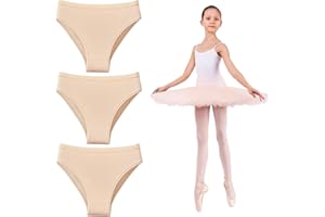 ARTOMNIVERA 3 Pack Girls Dance Underwear, Seamless High-Waisted Ballet Knickers for Dance Gymnastics, Skin Coloured Pants for Girls Aged 3–12, Nude Ballet Briefs
