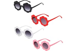 Aliangting 4Pcs Kids Sunglasses, Cute Round Flower Sunflower ， Protective Eyewear for Outdoor Beach Activities，Baby Sunglasses for Girls Boys Toddlers and Children Age 1-8