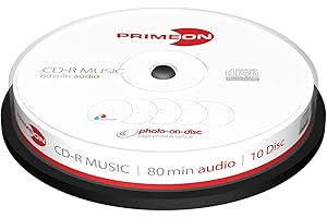 PRIMEON CD-R 80Min/AUDIO Cakebox (10 Disc), photo-on-disc Surface, Inkjet Fullsize Printable
