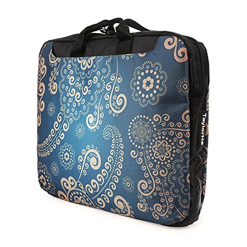 TaylorHe 15 / 15,6 Zoll Notebooktasche, Schultertasche für Notebook mit Muster , Laptoptasche mit Griff und Seitentaschen Laptop Bag blau, vintage, paisley - 3