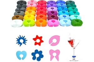 YSDYY 42 silikonowe markery imprezowe, markery do napojów owocowych, szklane markery, silikonowe etykiety, eleganckie markery kielichowe na imprezę, szampan, napoje, Silikon